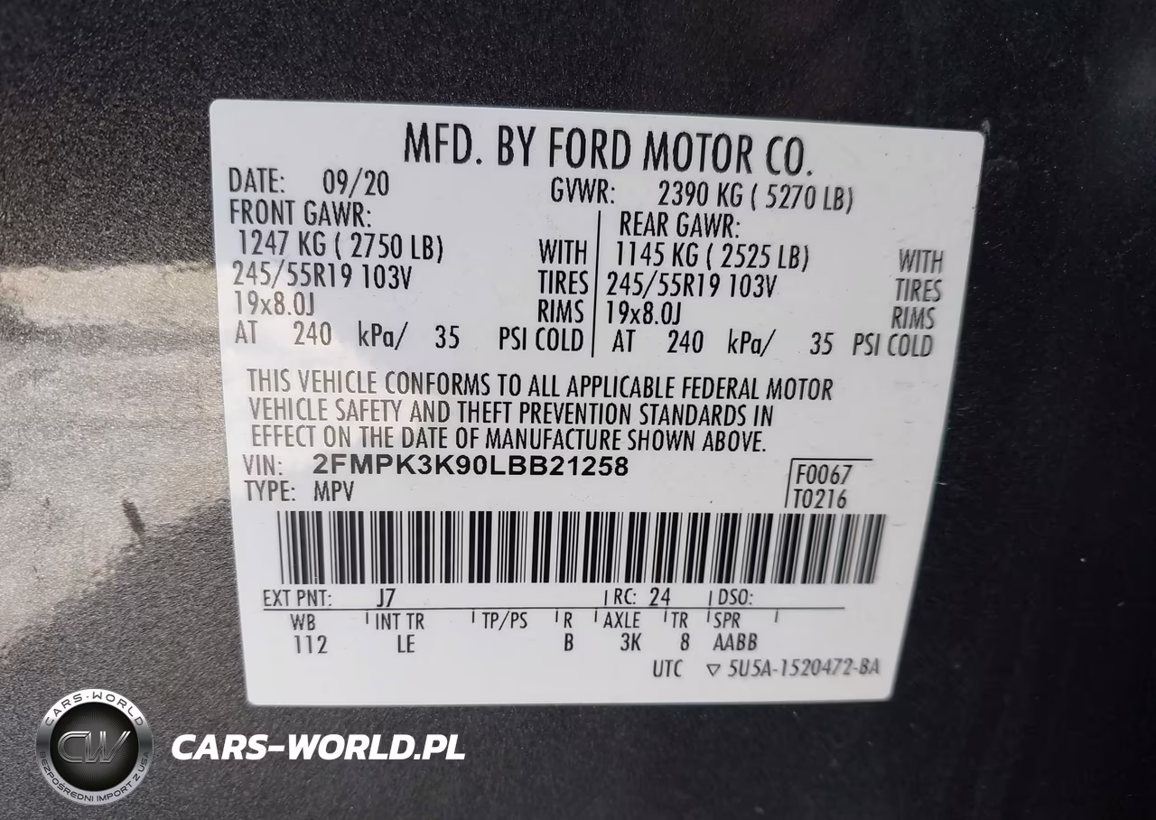 2020 Ford Edge Titanium VIN:2FMPK3K90LBB21258 - 9