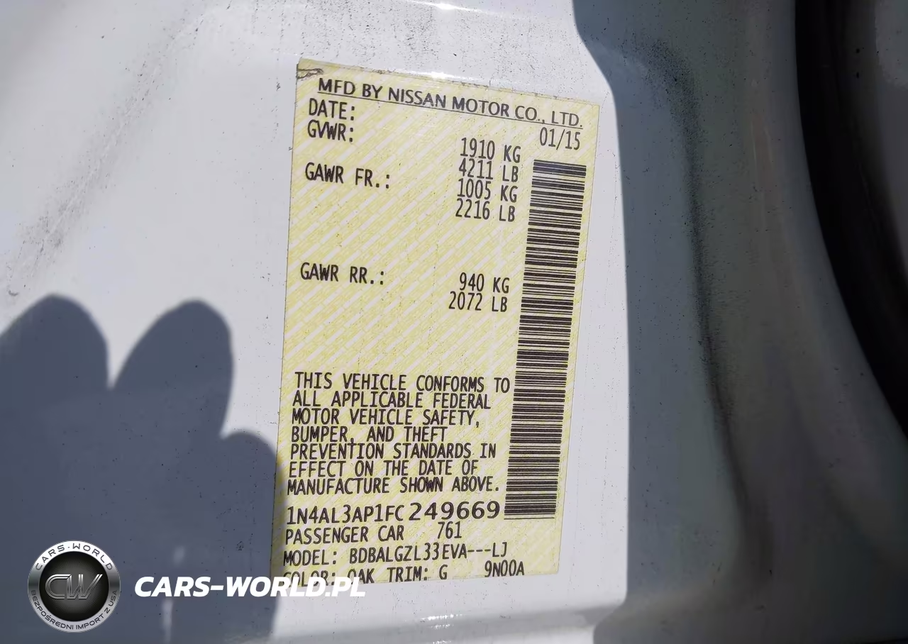 2015 Nissan Altima 2.5 S VIN:1N4AL3AP1FC249669 - 9