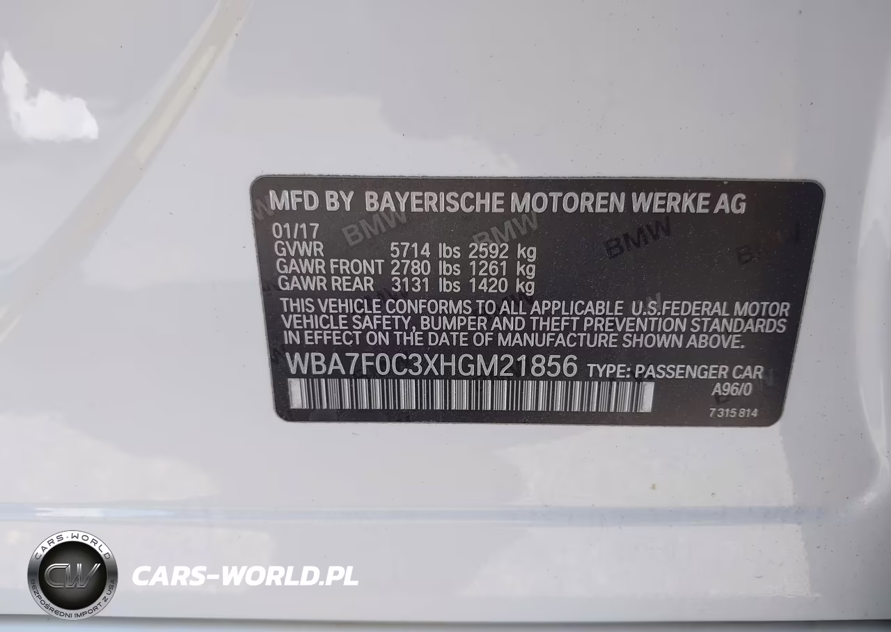 2017 BMW 750 I VIN:WBA7F0C3XHGM21856 - 9