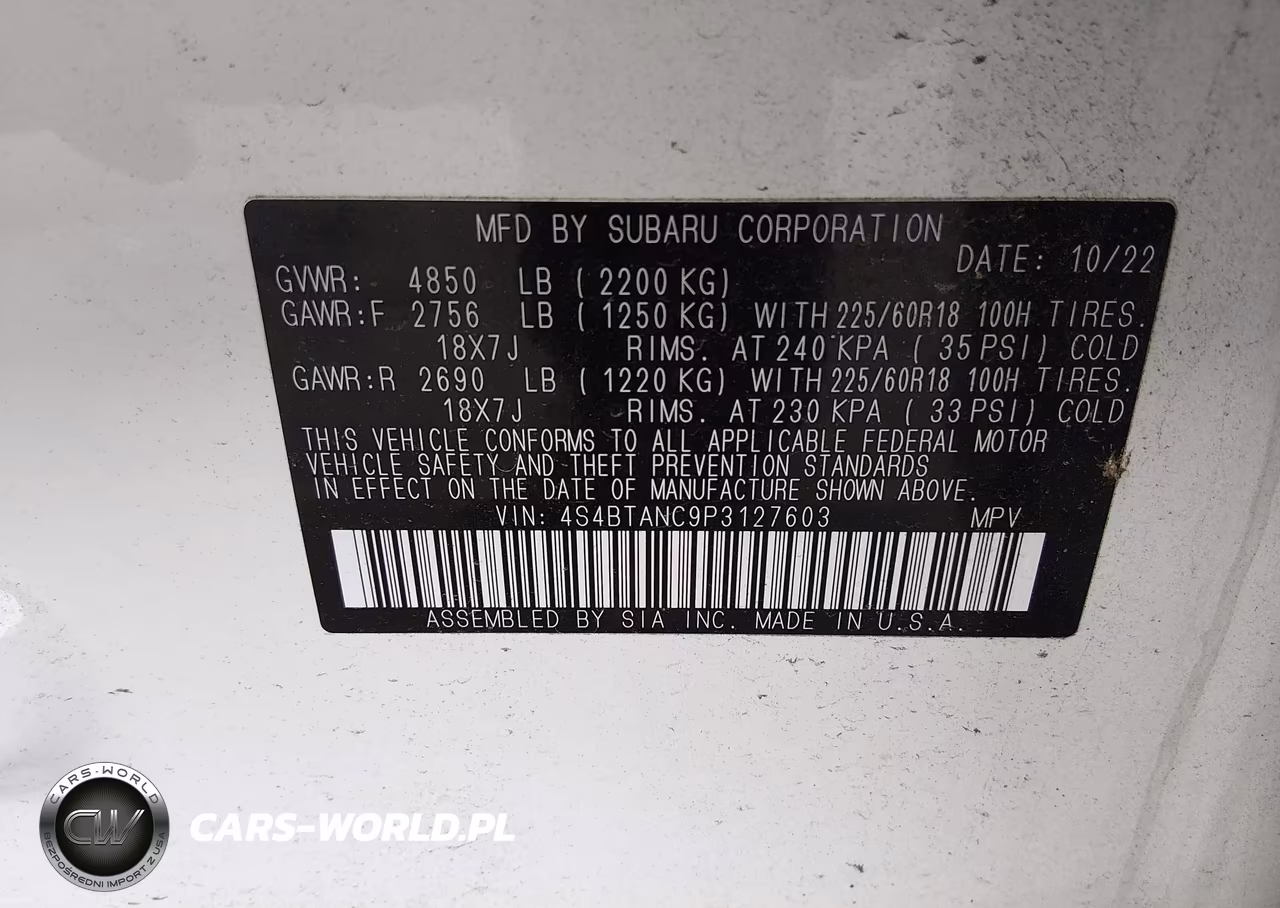 2023 Subaru Outback Limited VIN:4S4BTANC9P3127603 - 9