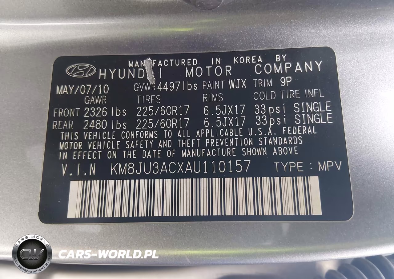 2010 Hyundai Tucson Gls VIN:KM8JU3ACXAU110157 - 9