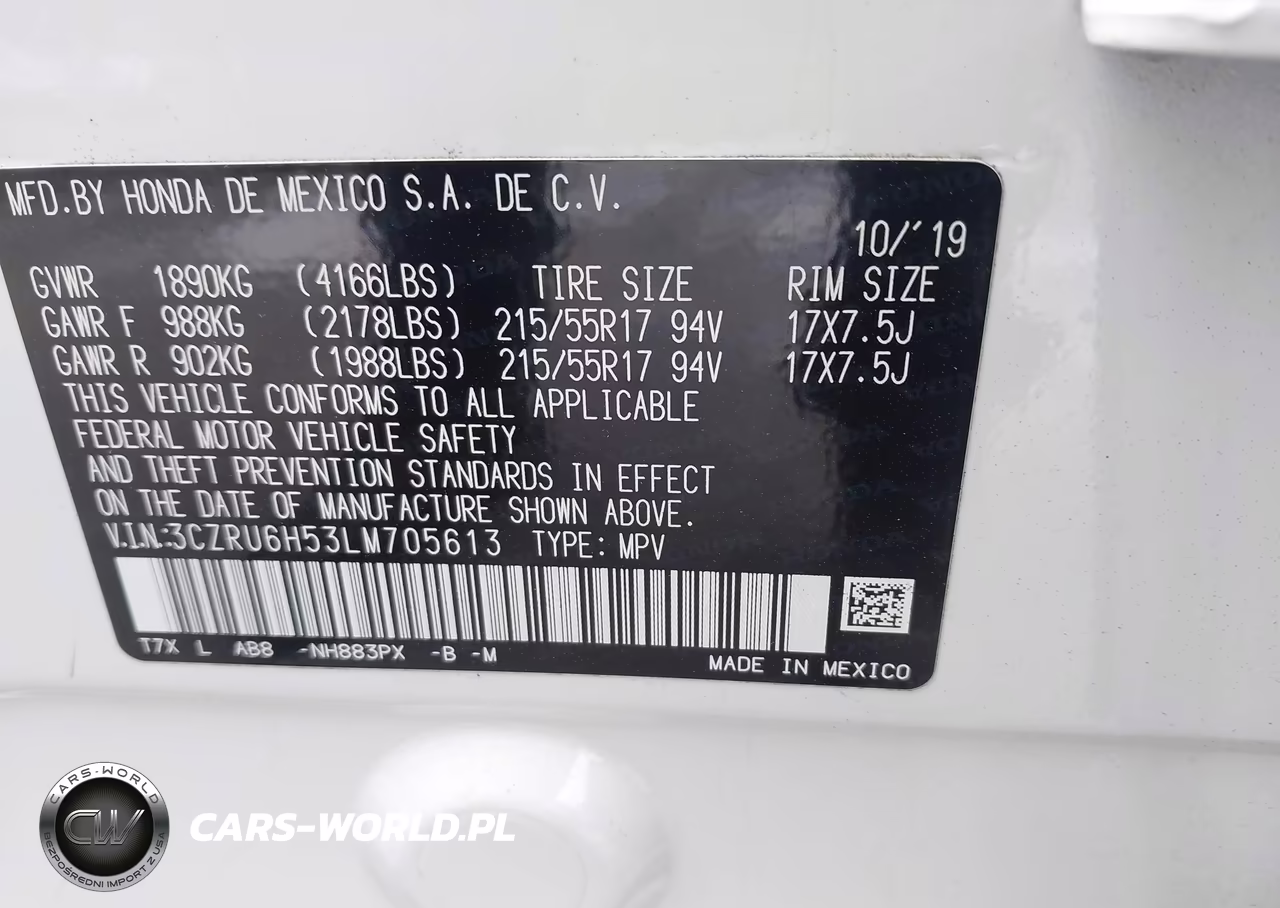 2020 Honda Hr-V Awd Ex VIN:3CZRU6H53LM705613 - 9