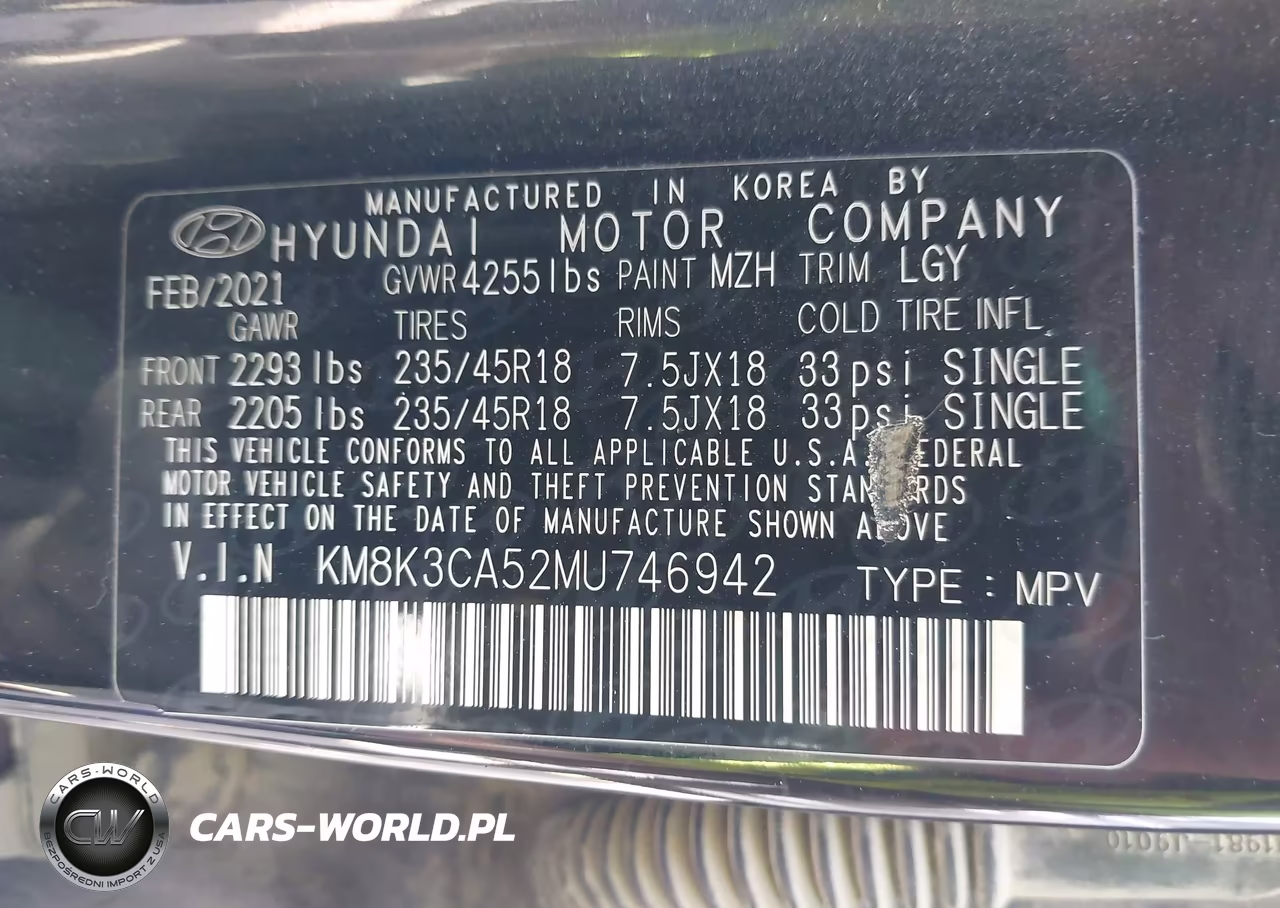 2021 Hyundai Kona Limited VIN:KM8K3CA52MU746942 - 9