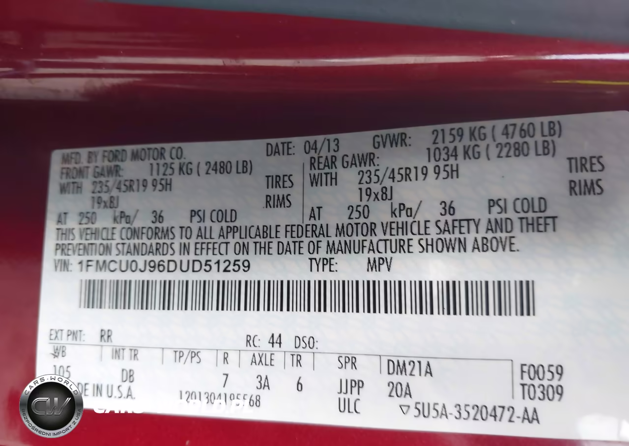 2013 Ford Escape Titanium VIN:1FMCU0J96DUD51259 - 9