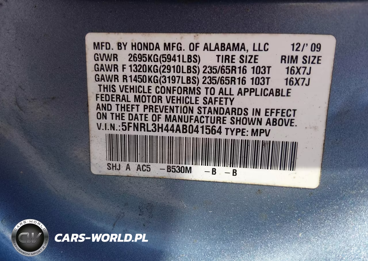 2010 Honda Odyssey Ex VIN:5FNRL3H44AB041564 - 9