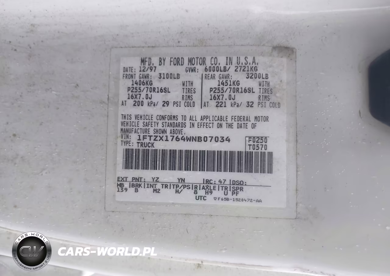 1998 Ford F-150 Lariat-Standard-Xl-Xlt VIN:1FTZX1764WNB07034 - 9