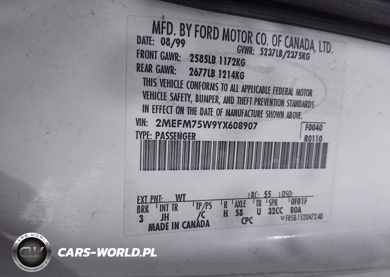 2000 Mercury Grand Marquis Ls VIN:2MEFM75W9YX608907 - 9