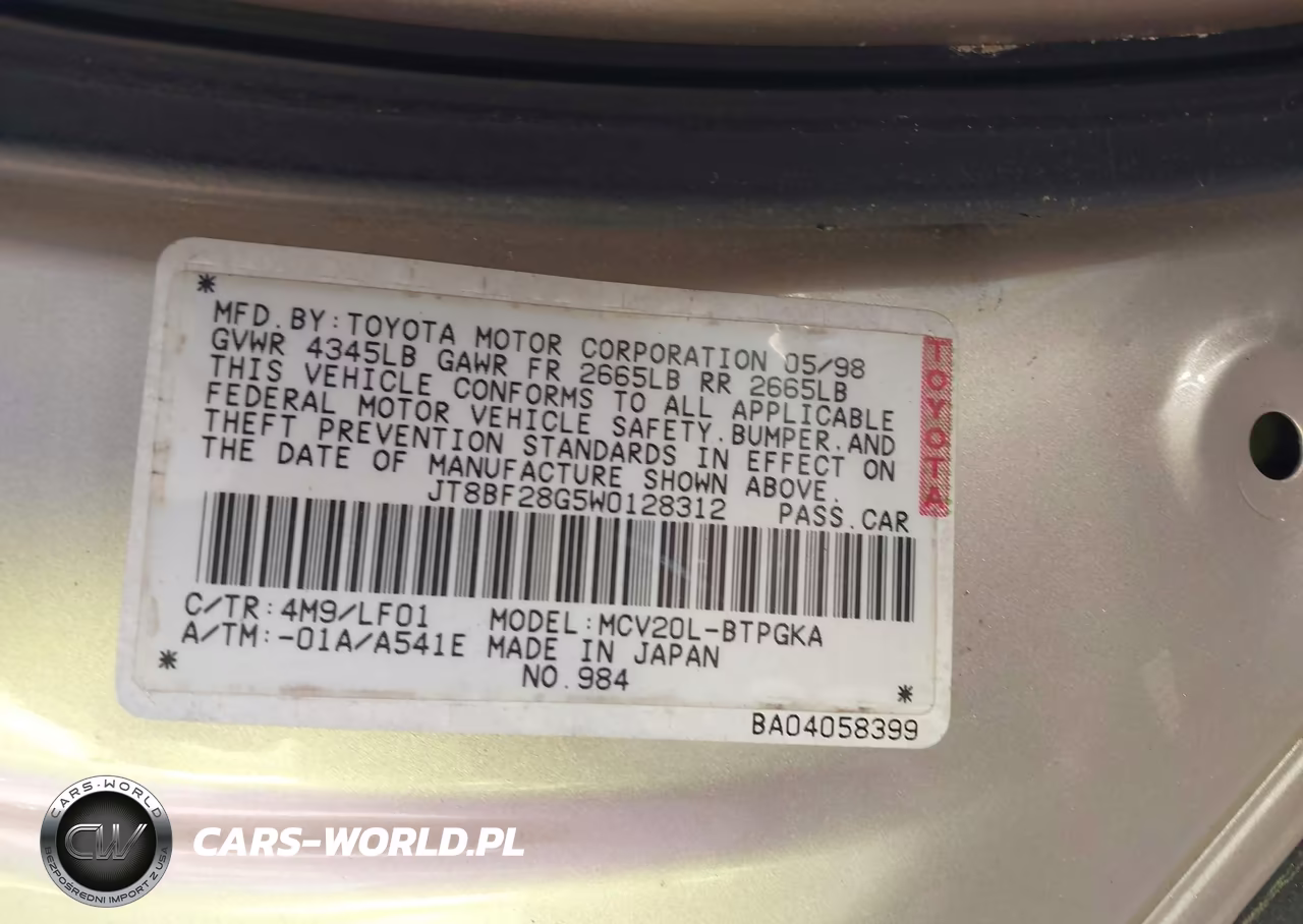 1998 Lexus Es 300 VIN:JT8BF28G5W0128312 - 9