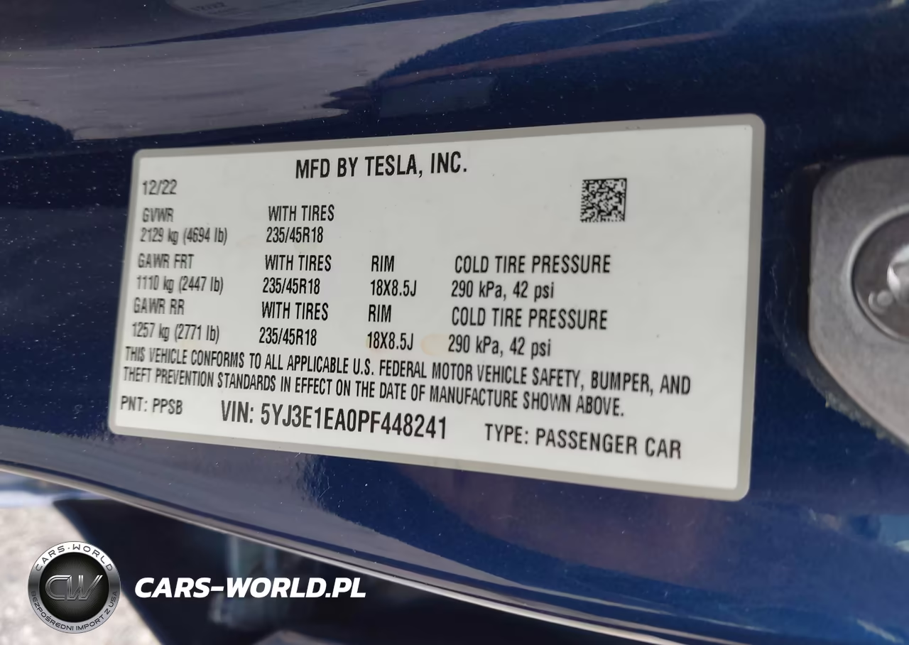 2023 Tesla Model 3 Rear-Wheel Drive VIN:5YJ3E1EA0PF448241 - 9