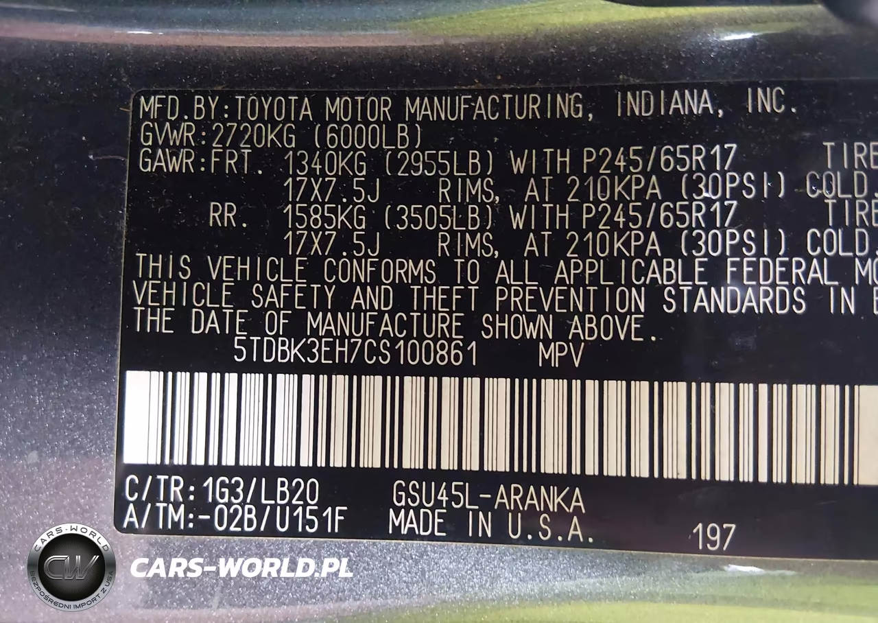 2012 Toyota Highlander Se V6 VIN:5TDBK3EH7CS100861 - 9