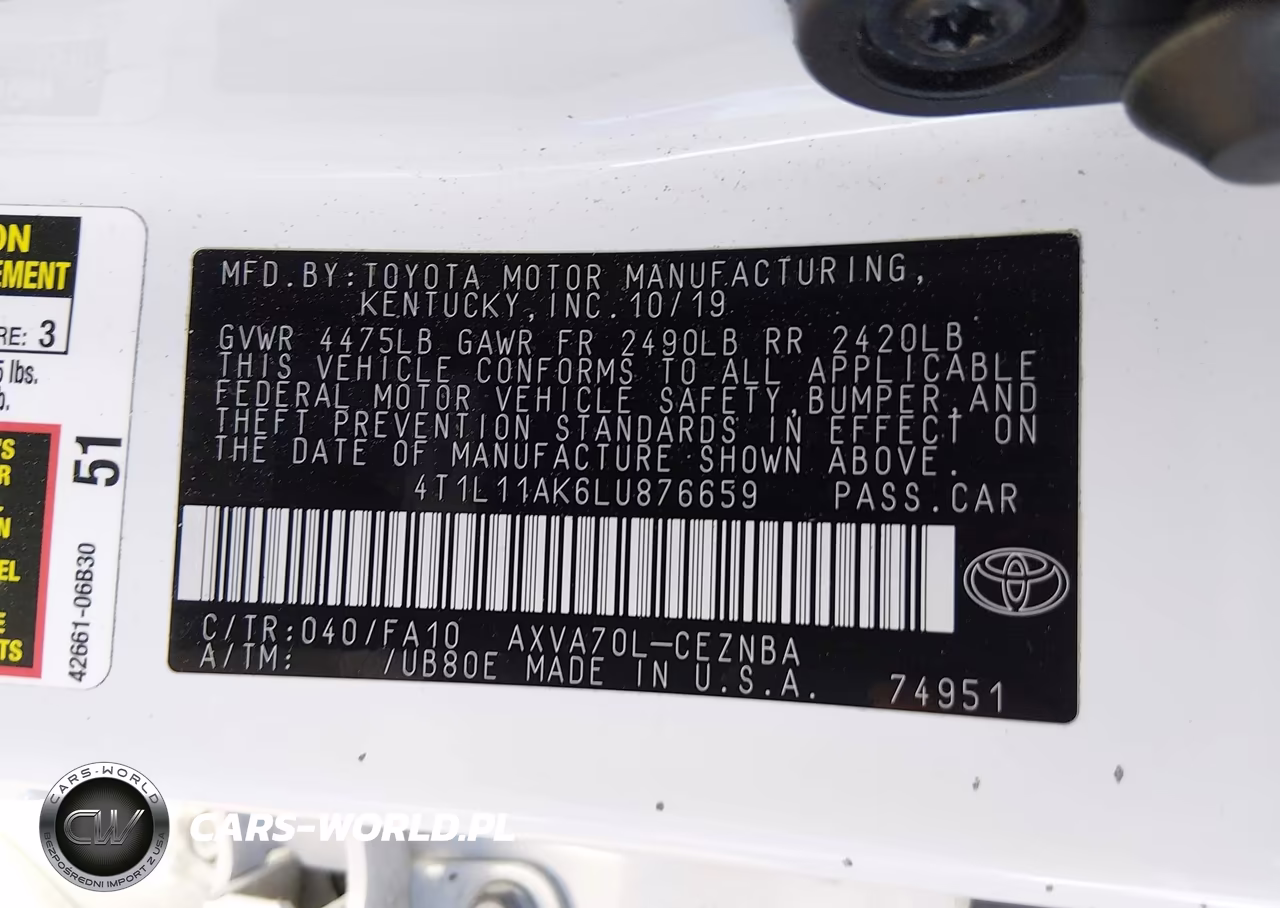 2020 Toyota Camry Le VIN:4T1L11AK6LU876659 - 9
