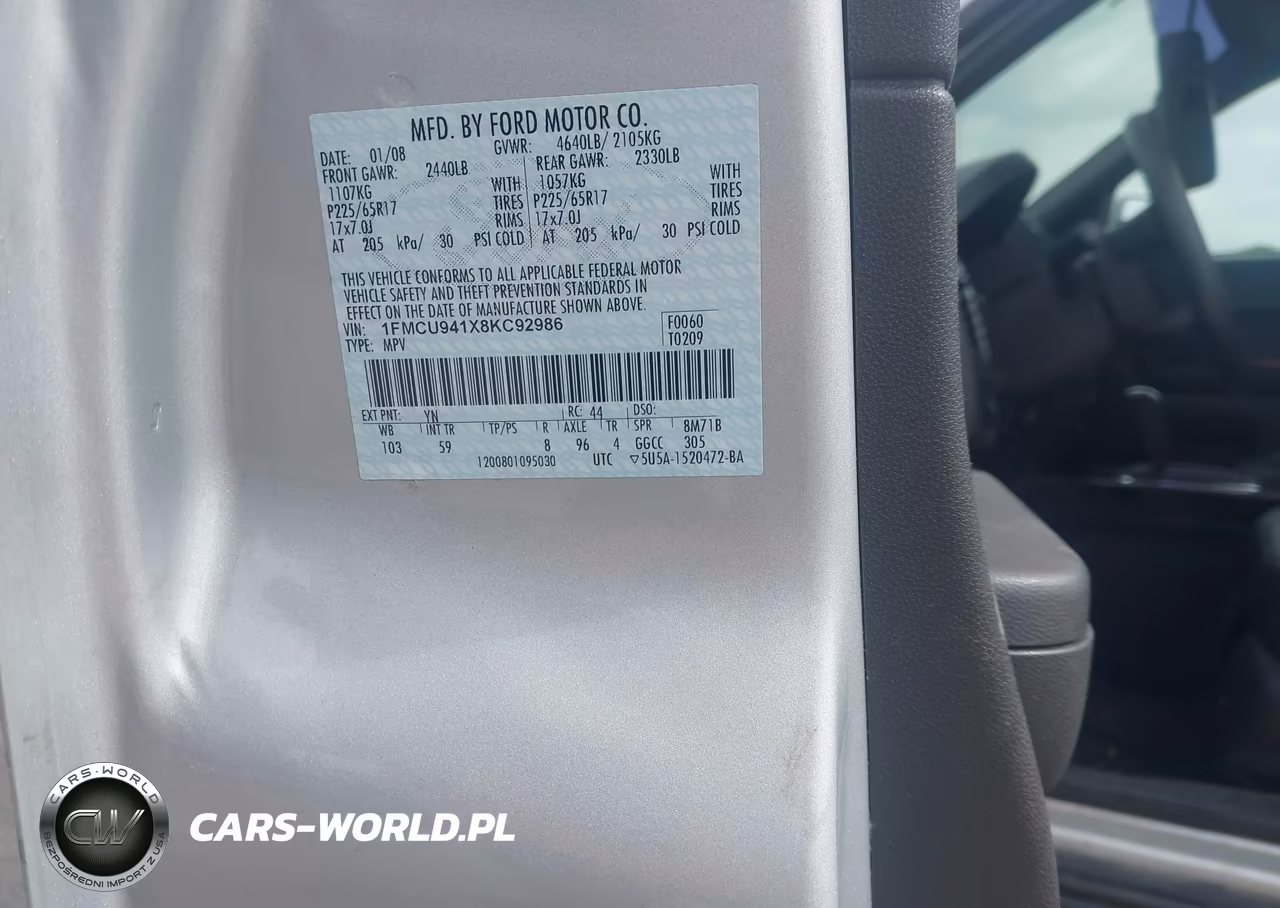 2008 Ford Escape Limited VIN:1FMCU941X8KC92986 - 17