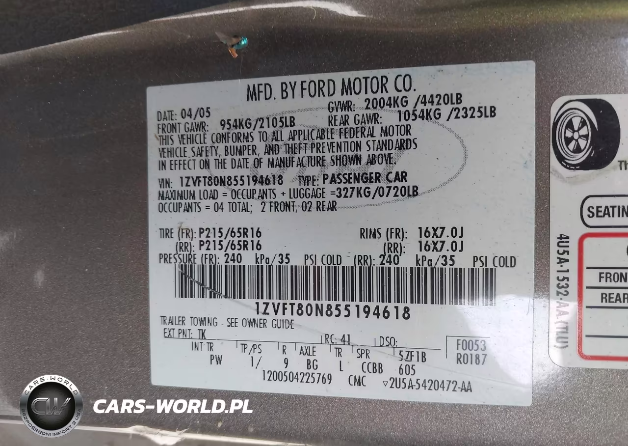 2005 Ford Mustang V6 Deluxe-V6 Premium VIN:1ZVFT80N855194618 - 9