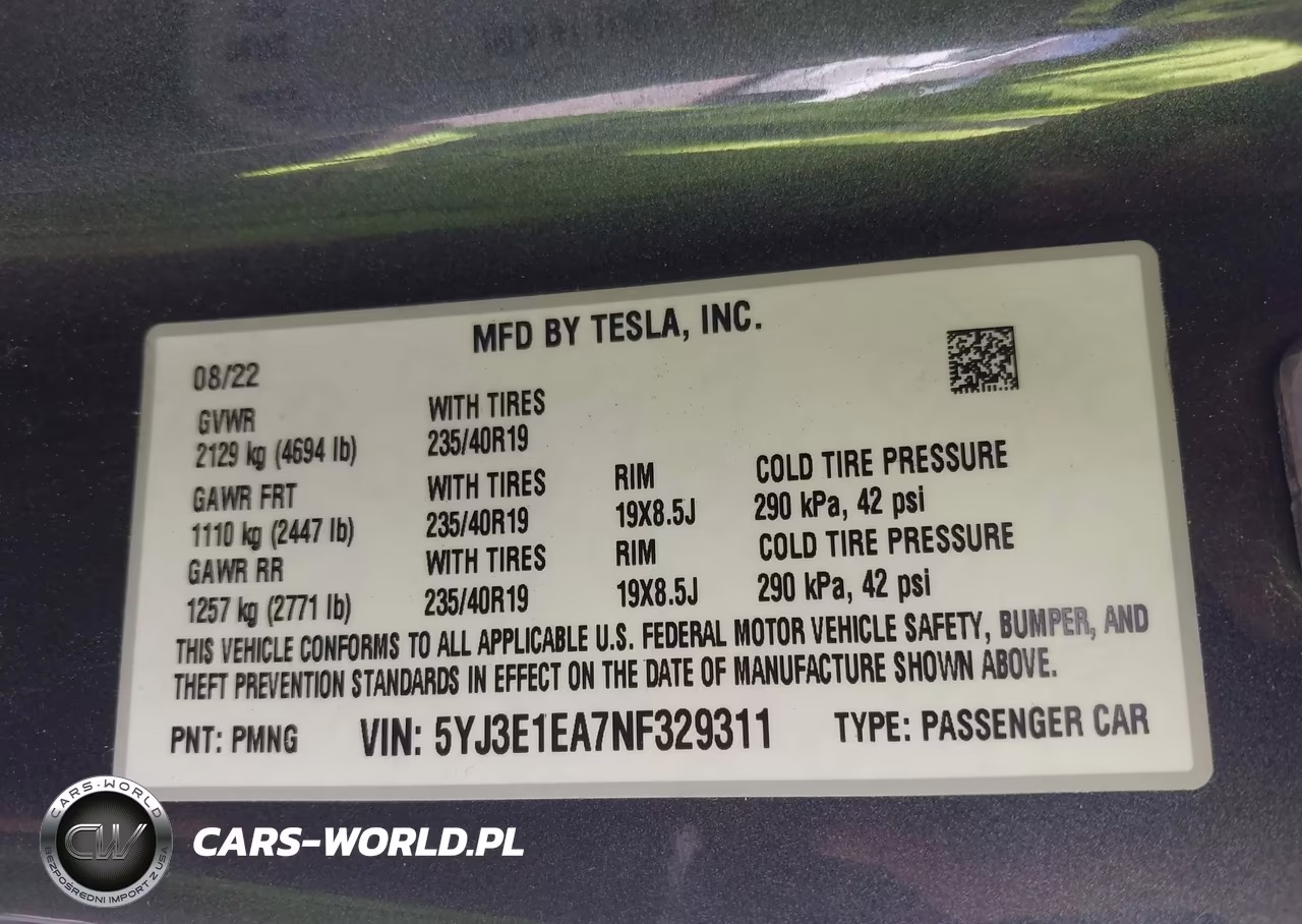 2022 Tesla Model 3 Rear-Wheel Drive VIN:5YJ3E1EA7NF329311 - 9