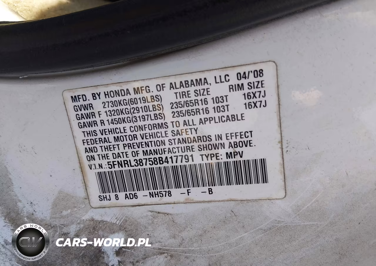 2008 Honda Odyssey Ex-L VIN:5FNRL38758B417791 - 9