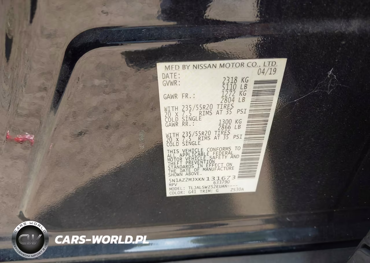 2019 Nissan Murano Platinum VIN:5N1AZ2MJXKN131673 - 9
