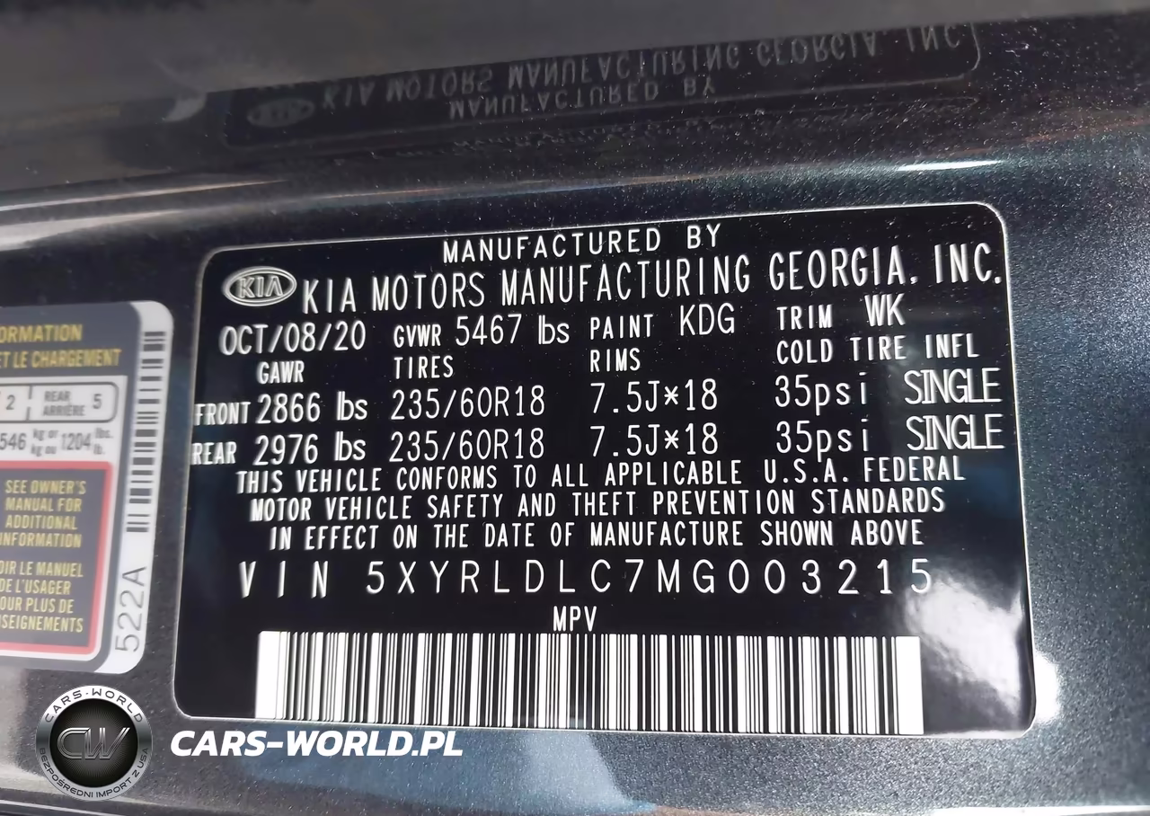 2021 Kia Sorento S VIN:5XYRLDLC7MG003215 - 9