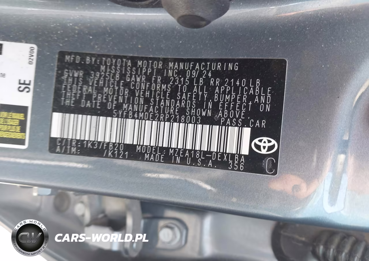 2024 Toyota Corolla Le VIN:5YFB4MDE2RP218003 - 9