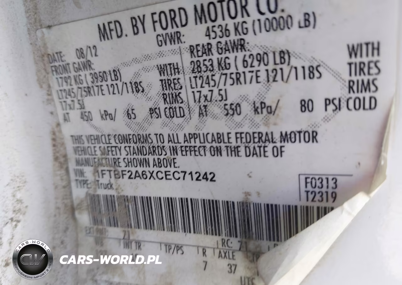 2012 Ford F-250 Xl VIN:1FTBF2A6XCEC71242 - 9