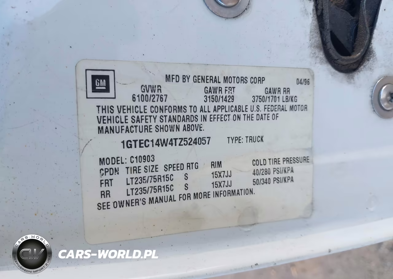 1996 GMC Sierra C1500 VIN:1GTEC14W4TZ524057 - 9