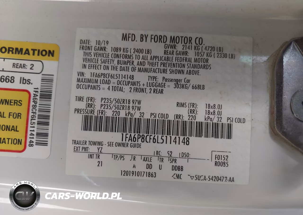 2020 Ford Mustang Gt VIN:1FA6P8CF6L5114148 - 9