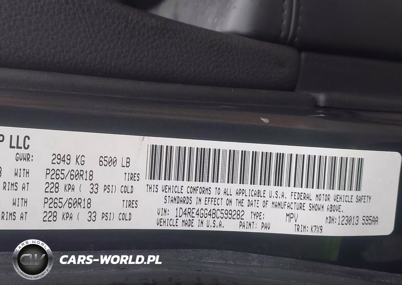 DODGE DURANGO VIN:1D4RE4GG4BC599282 - 9