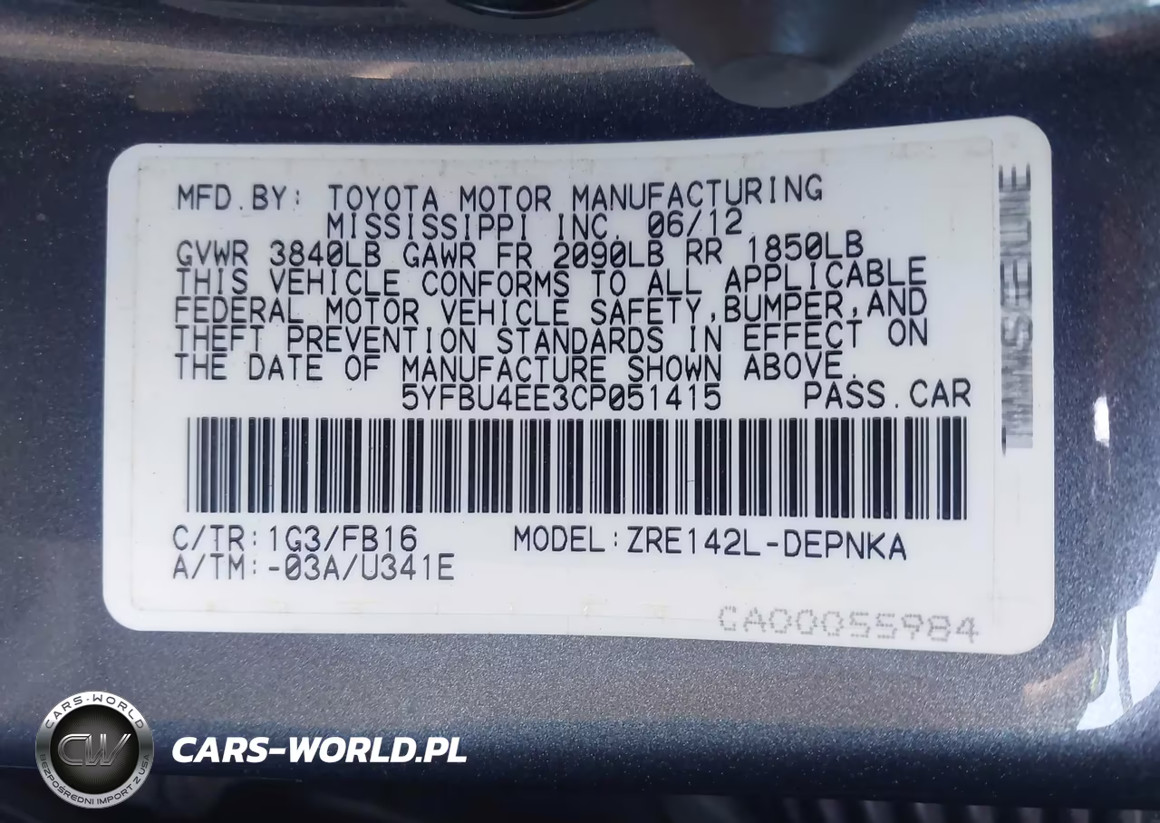 2012 Toyota Corolla Le VIN:5YFBU4EE3CP051415 - 9