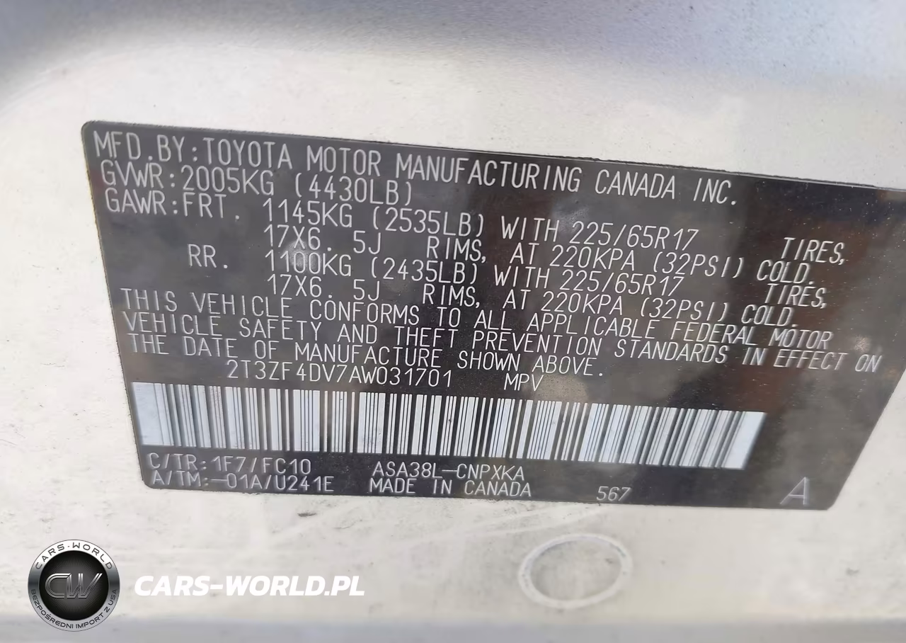 2010 Toyota Rav4 VIN:2T3ZF4DV7AW031701 - 9