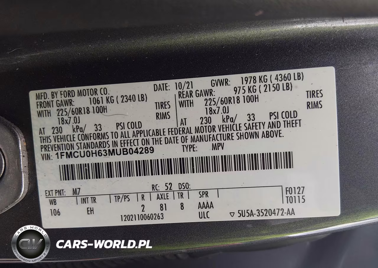 2021 Ford Escape Sel VIN:1FMCU0H63MUB04289 - 9