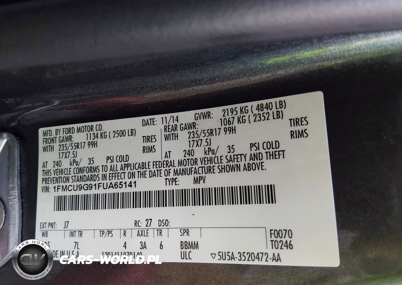 2015 Ford Escape Se VIN:1FMCU9G91FUA65141 - 9