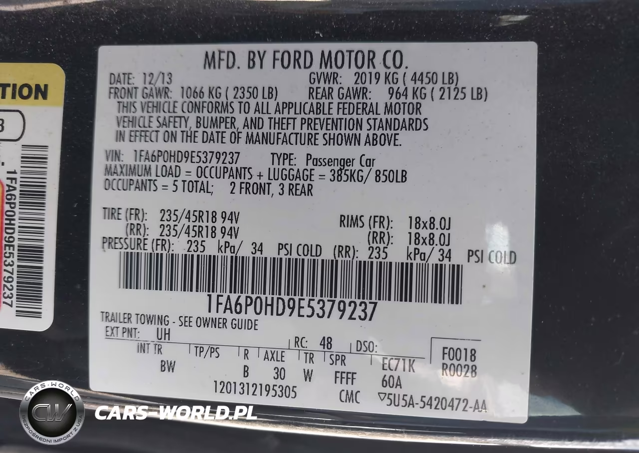 2014 Ford Fusion Se VIN:1FA6P0HD9E5379237 - 9