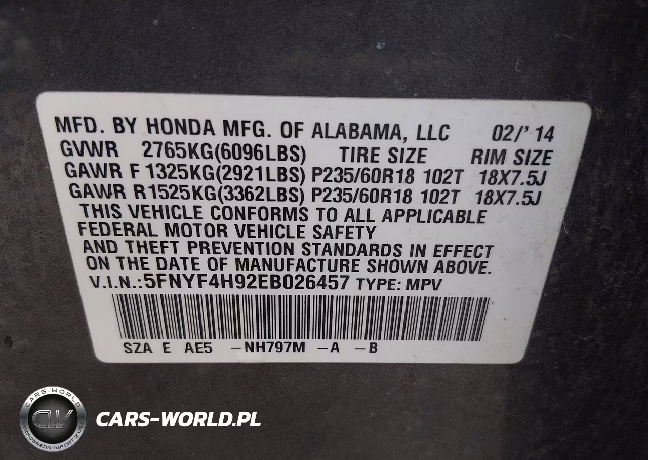 2014 Honda Pilot Touring VIN:5FNYF4H92EB026457 - 9