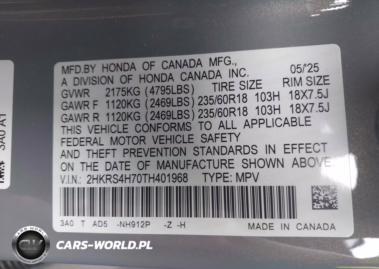 2026 Honda Cr-V Ex-L Awd VIN:2HKRS4H70TH401968 - 9