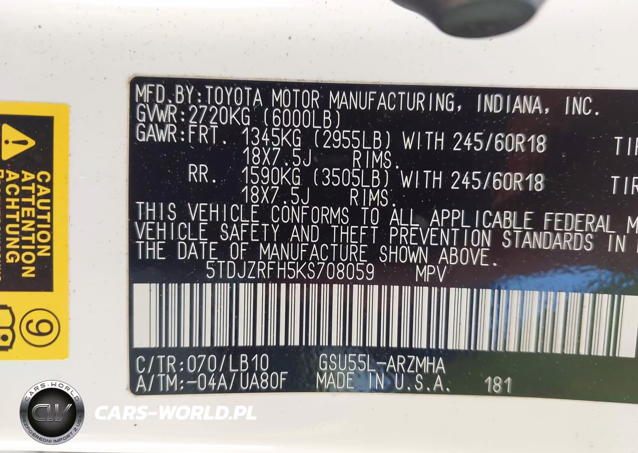 2019 Toyota Highlander Xle VIN:5TDJZRFH5KS708059 - 9