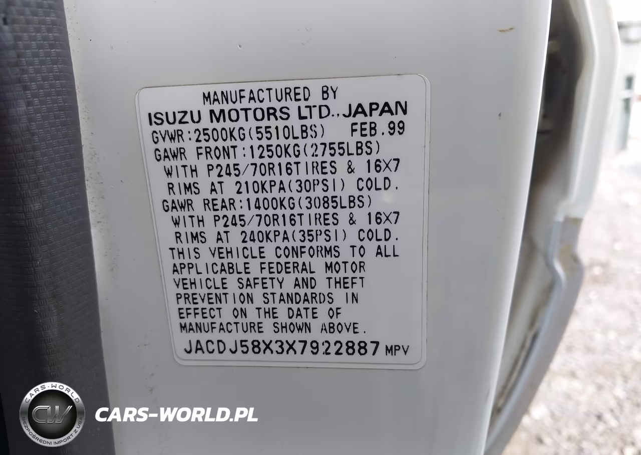1999 Isuzu Trooper S VIN:JACDJ58X3X7922887 - 9