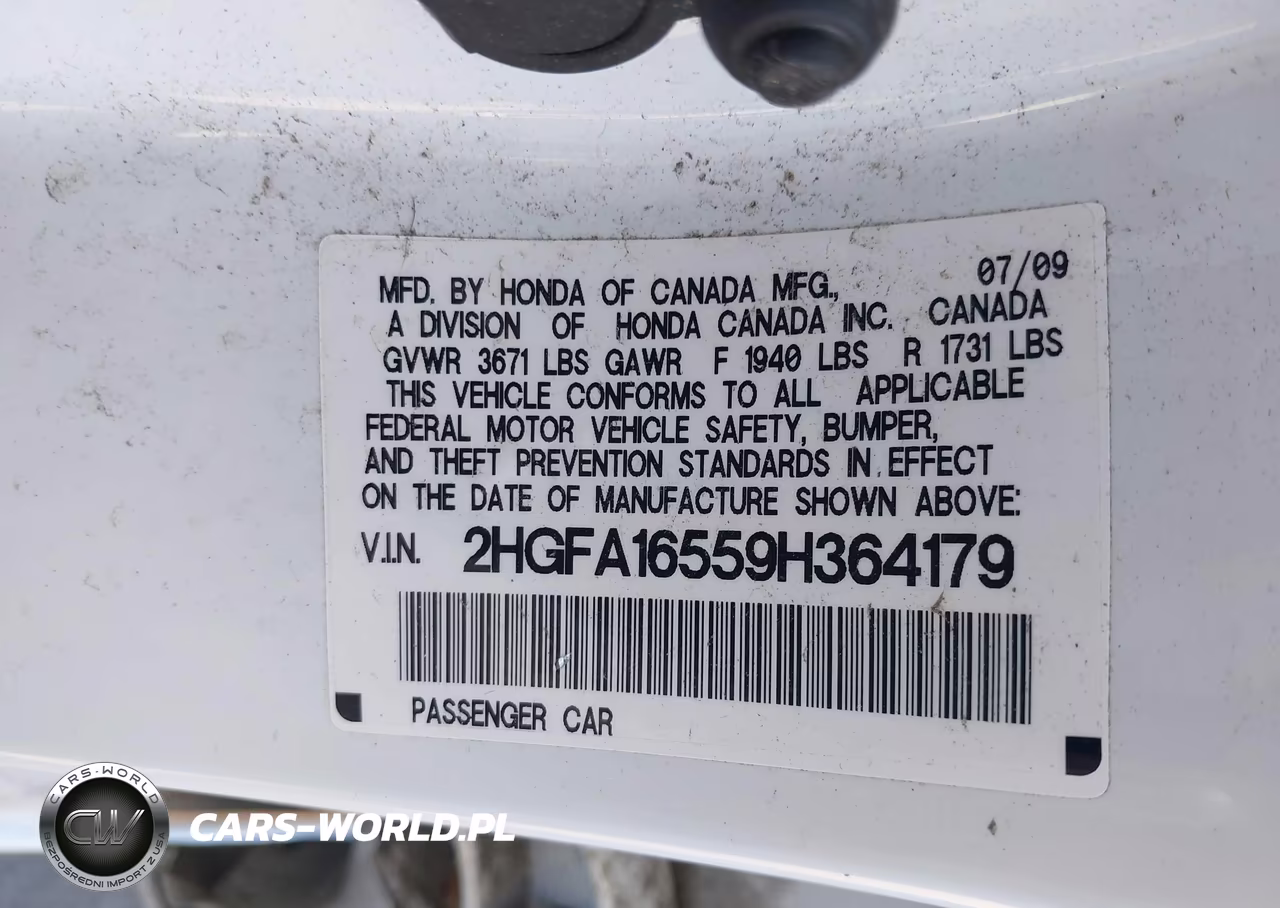 2009 Honda Civic Lx VIN:2HGFA16559H364179 - 9