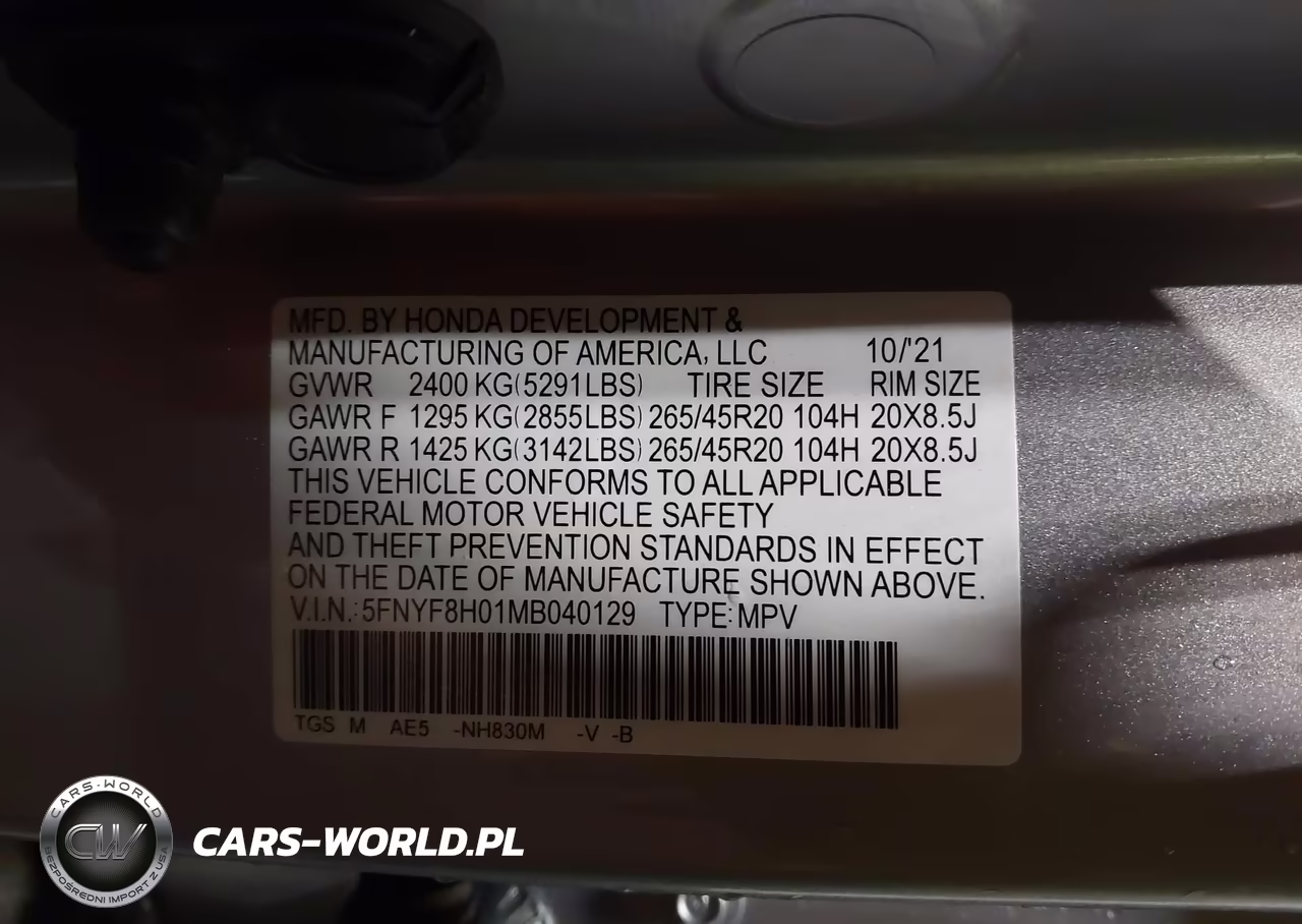 2021 Honda Passport Awd Elite VIN:5FNYF8H01MB040129 - 9