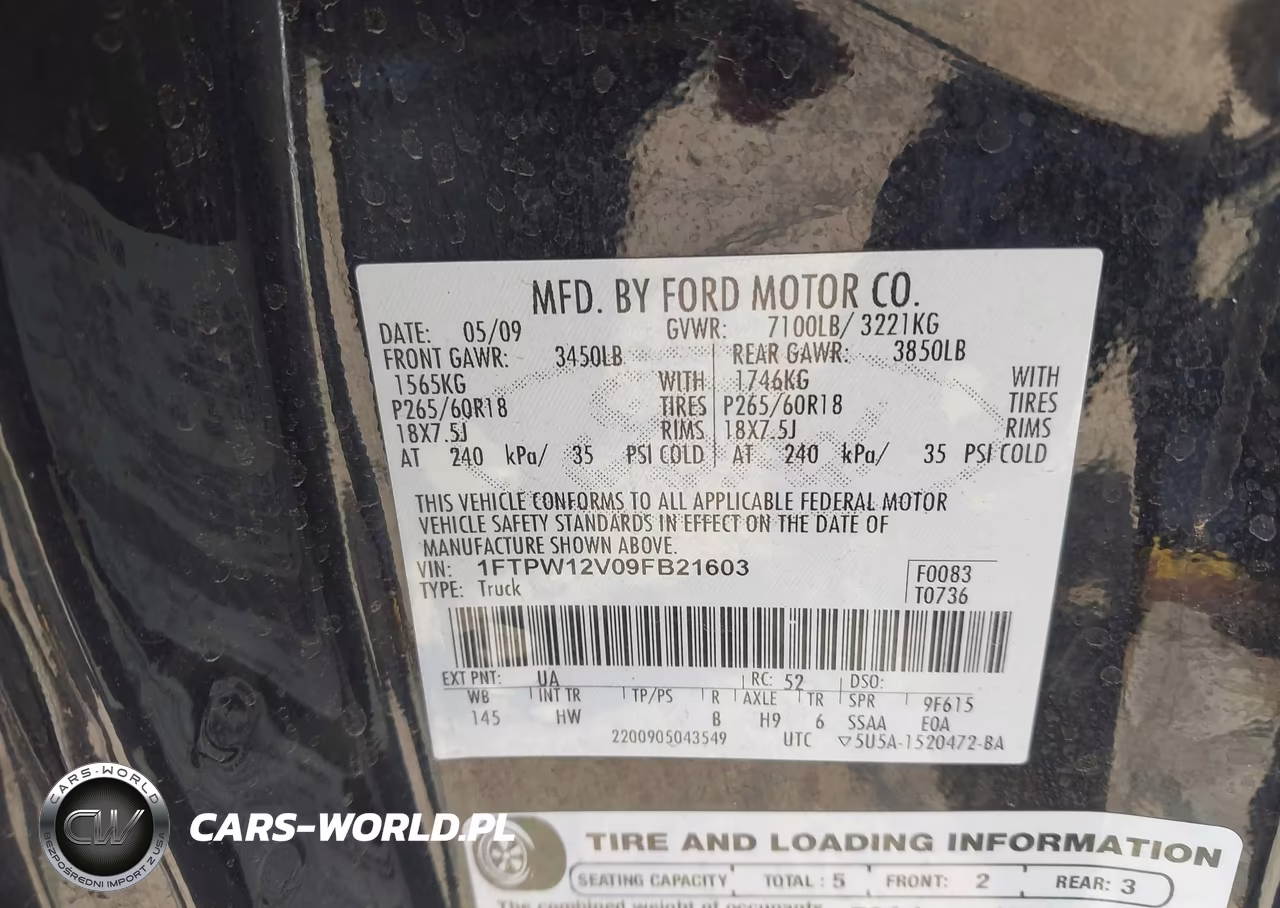 2009 Ford F-150 Lariat VIN:1FTPW12V09FB21603 - 9