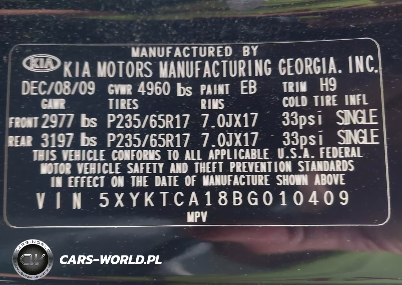 2011 Kia Sorento Lx VIN:5XYKTCA18BG010409 - 9