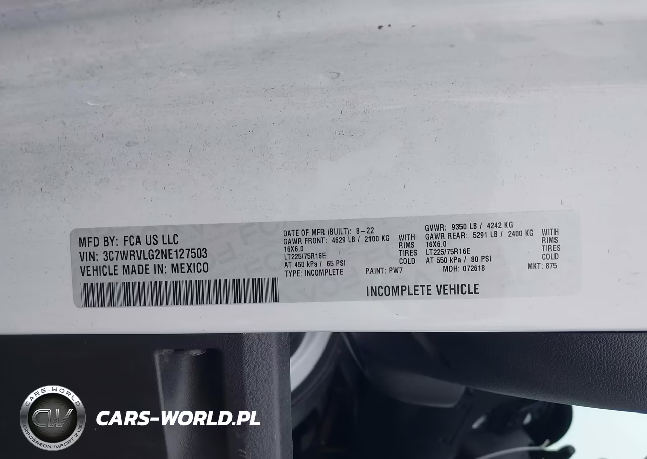 2022 Ram Promaster 3500 Cutaway Low Roof VIN:3C7WRVLG2NE127503 - 8