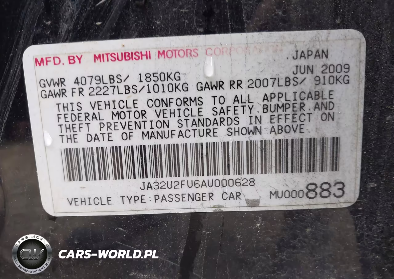 2010 Mitsubishi Lancer Es VIN:JA32U2FU6AU000628 - 9
