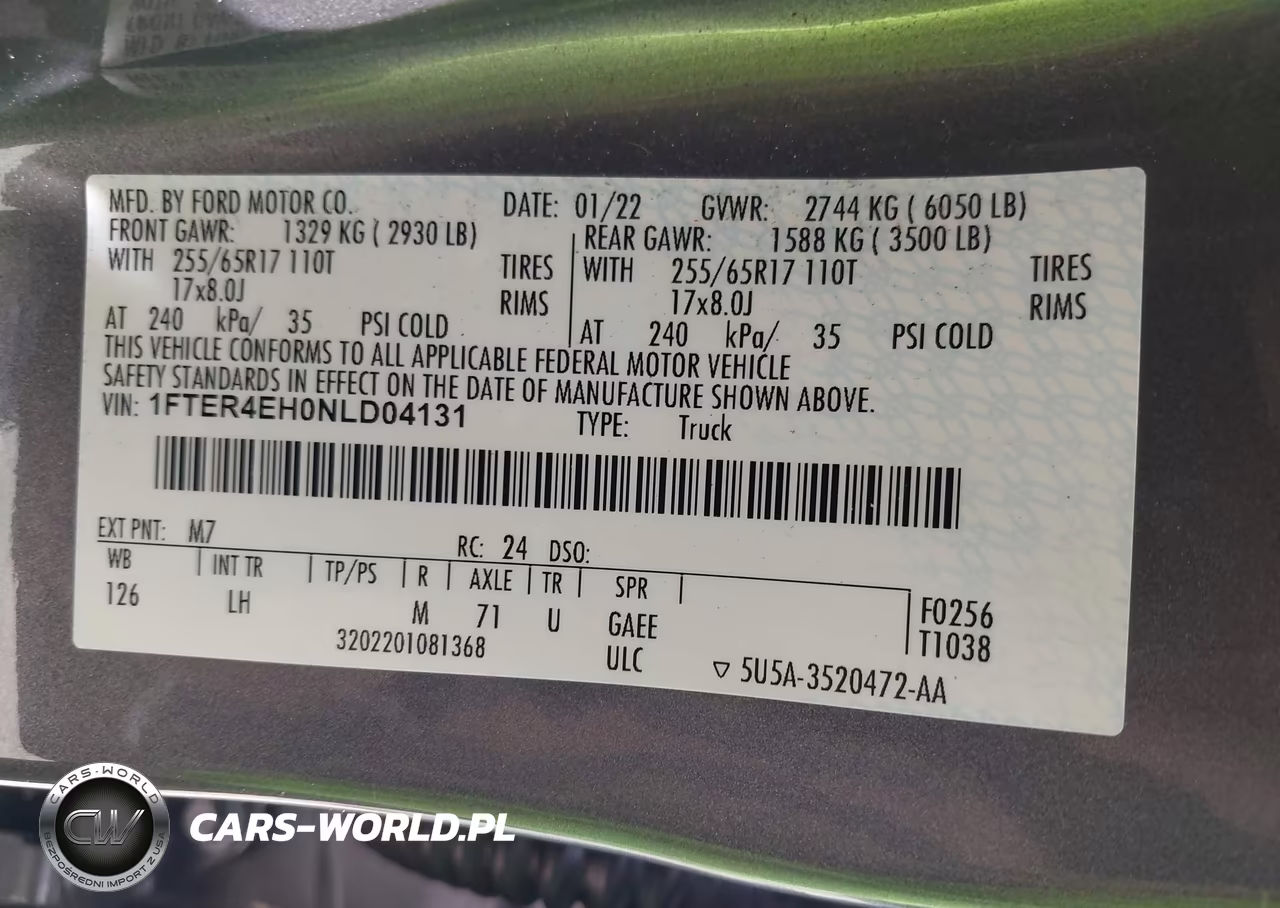 2022 Ford Ranger Xl VIN:1FTER4EH0NLD04131 - 9