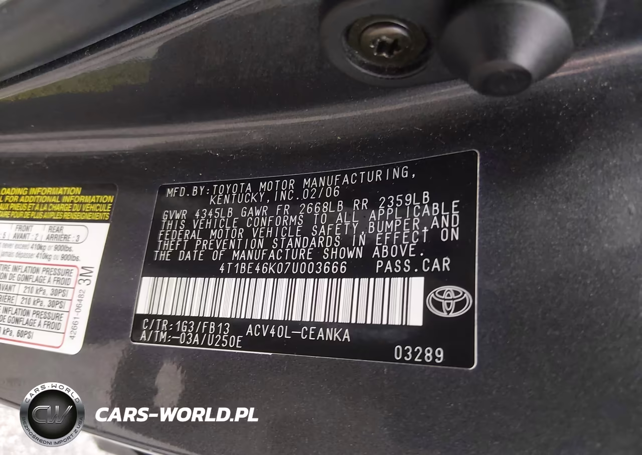 2007 Toyota Camry Le VIN:4T1BE46K07U003666 - 9