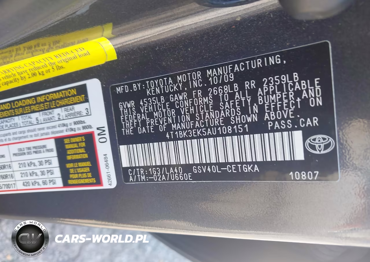 2010 Toyota Camry Xle V6 VIN:4T1BK3EK5AU108151 - 9