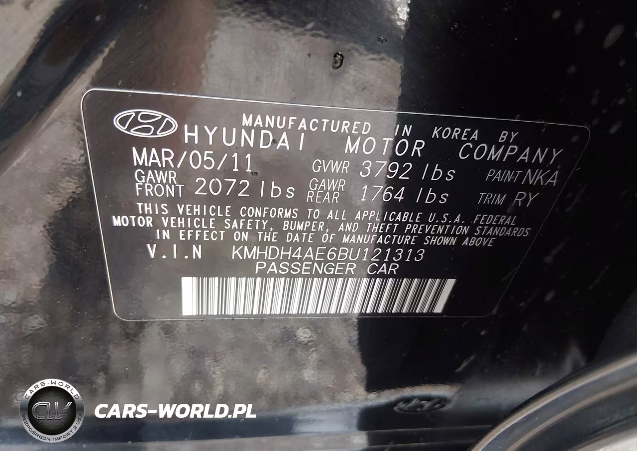 2011 Hyundai Elantra Limited (Ulsan Plant) VIN:KMHDH4AE6BU121313 - 9