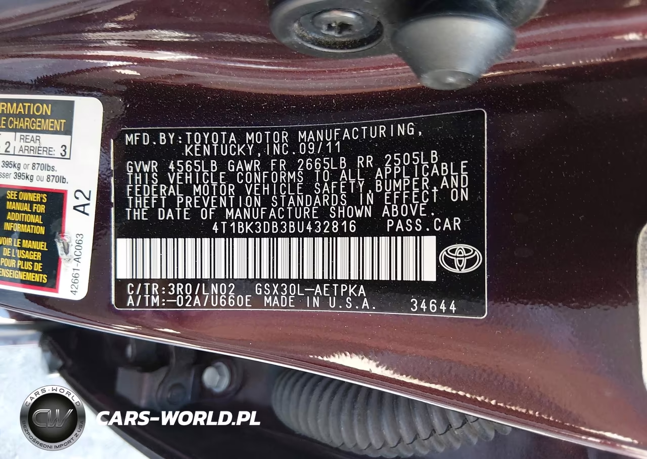 2011 Toyota Avalon Limited VIN:4T1BK3DB3BU432816 - 9