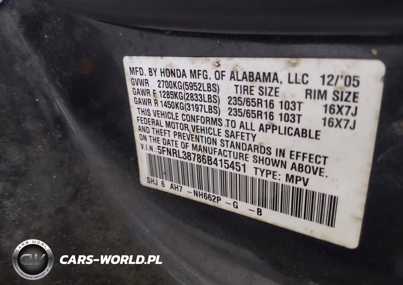 2006 Honda Odyssey Ex-L VIN:5FNRL38786B415451 - 9