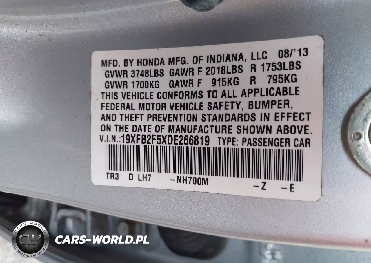 2013 Honda Civic Lx VIN:19XFB2F5XDE266819 - 9