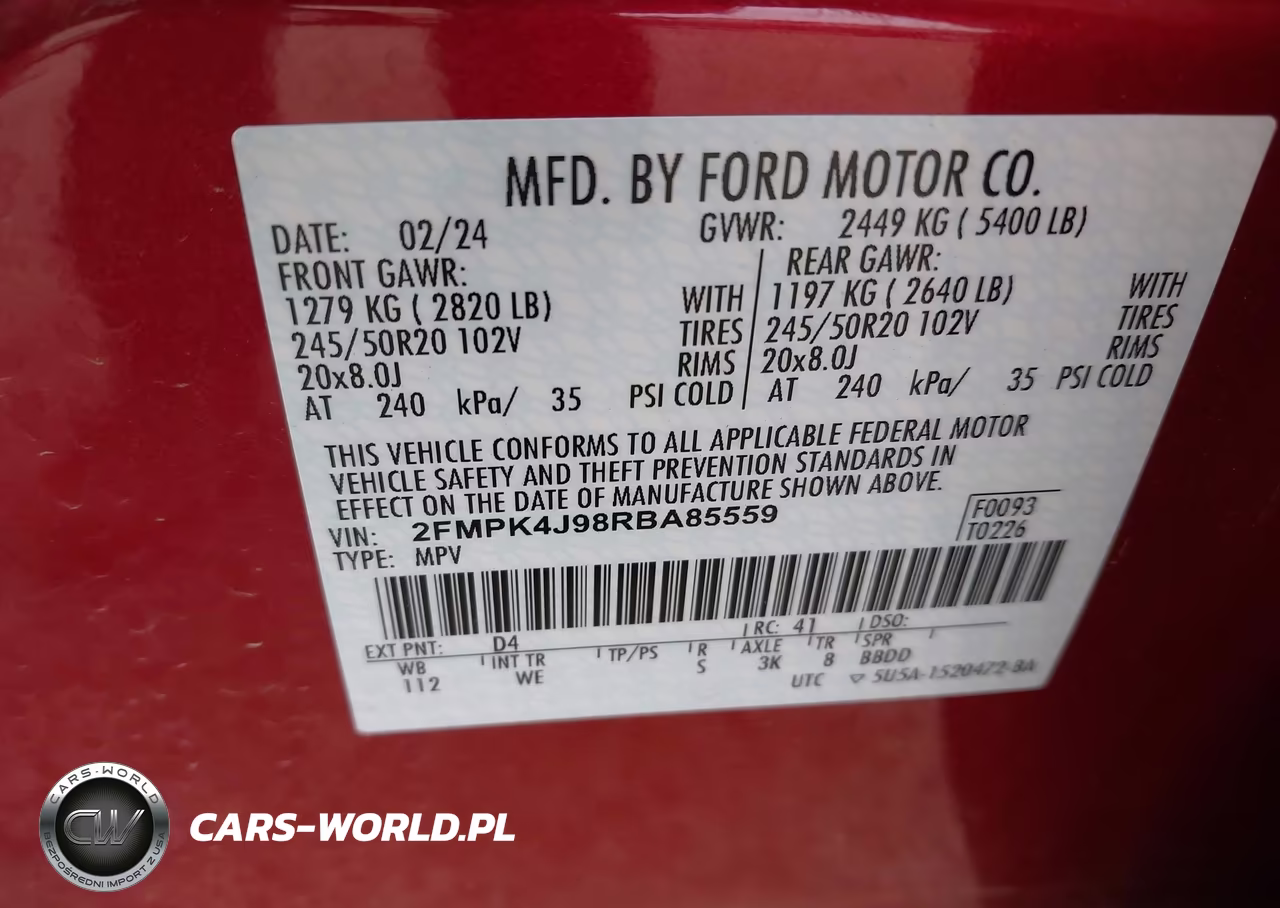 2024 Ford Edge St-Line VIN:2FMPK4J98RBA85559 - 9