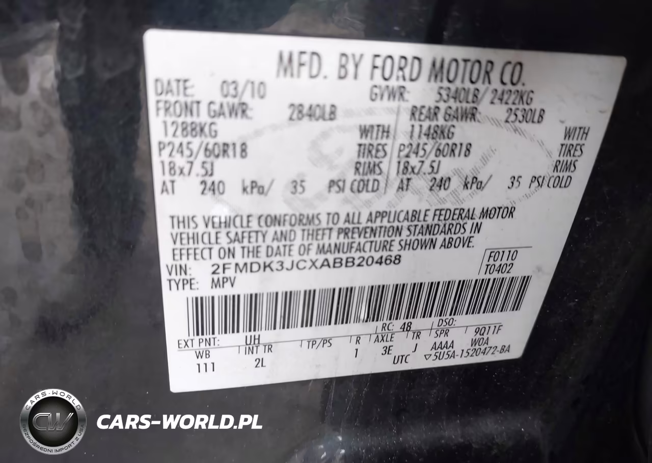 2010 Ford Edge Sel VIN:2FMDK3JCXABB20468 - 9